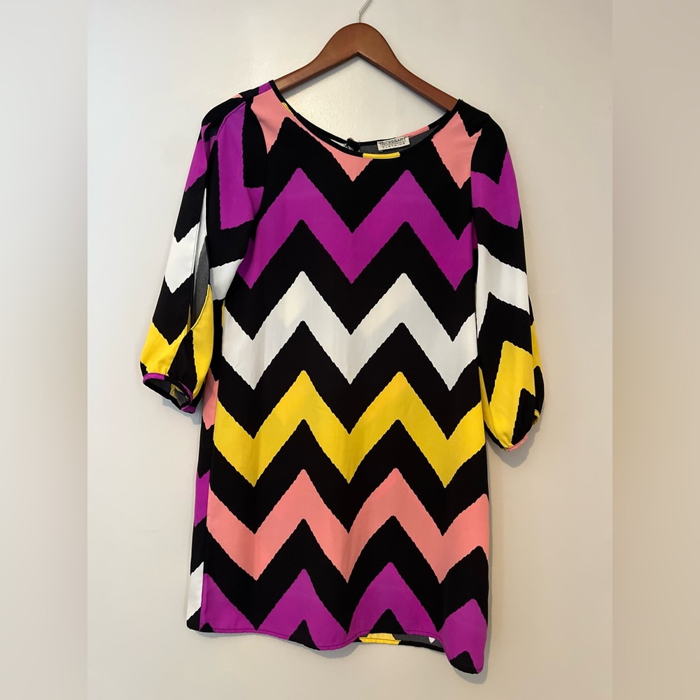 Necessary Clothing  Vintage-Style Chevron Cold Shoulder Mini Dress (S/M)